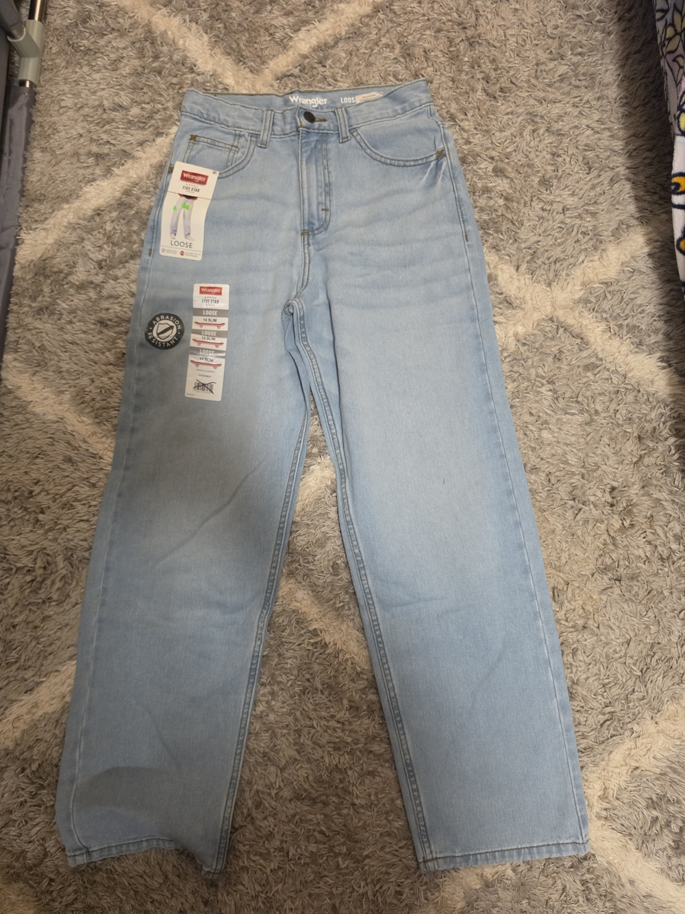 Boys Wrangler Light Blue High-Rise Loose Jeans